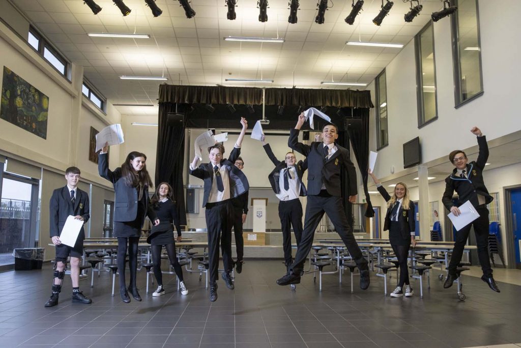 Pupils from Linwood High celebrate their exam results