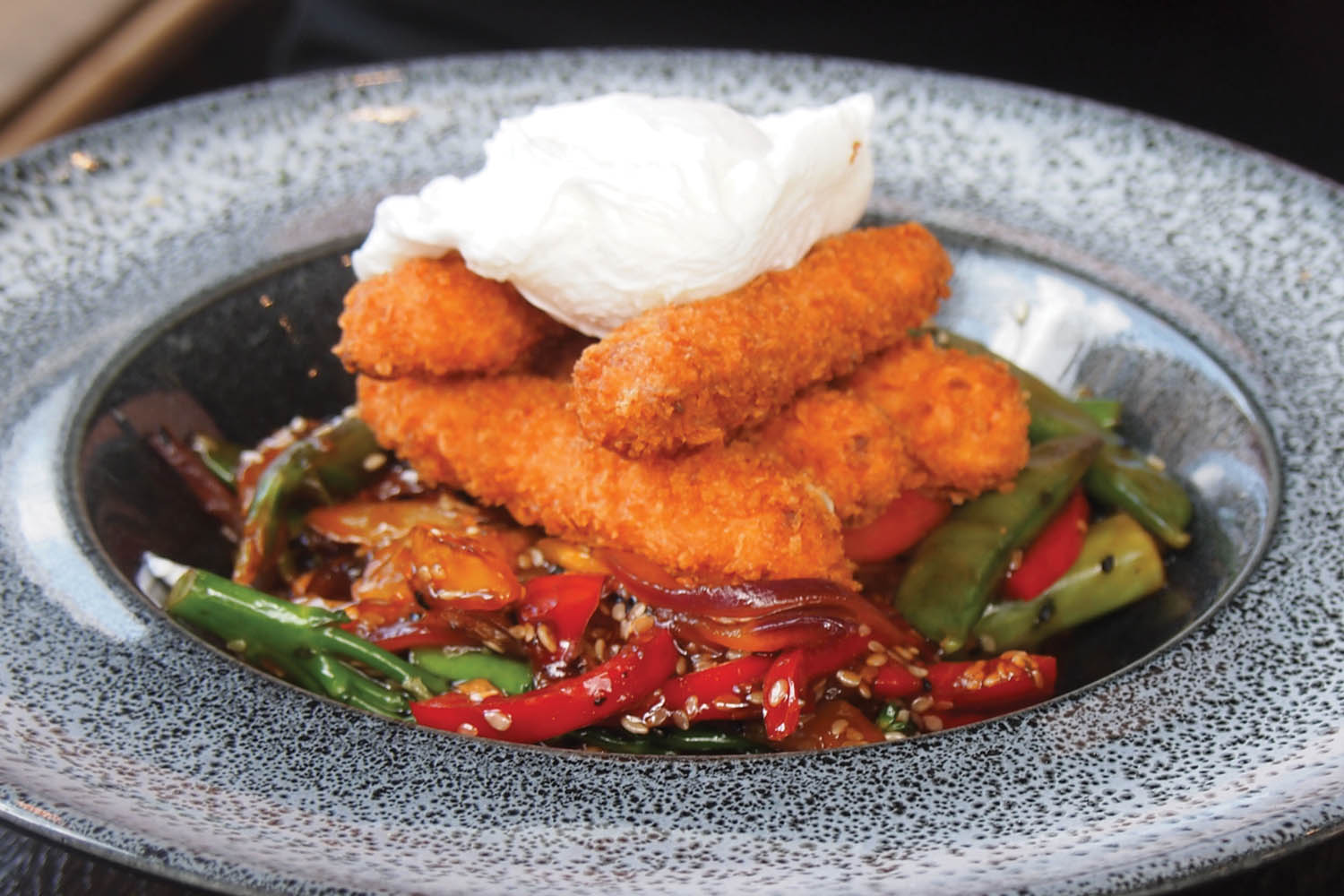 Breaded halloumi and poached egg at The Ladyburn Paisley